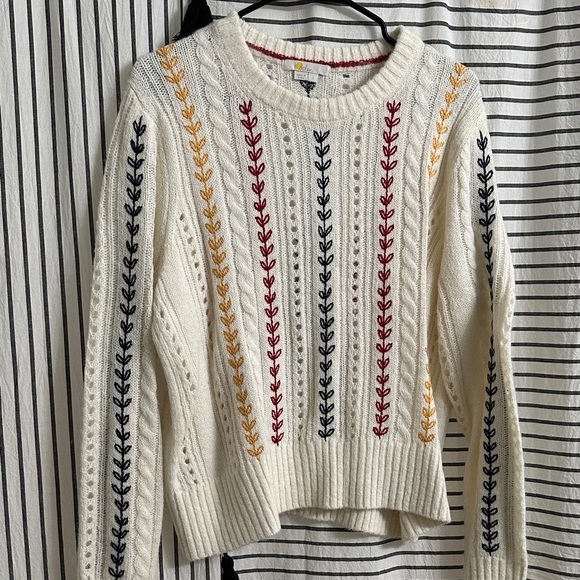 Boden Sweaters - Boden Cream Sweater with Multicolor Embroidery